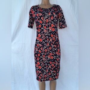 LuLaRoe Navy and Red Floral Long Sleeve Dress